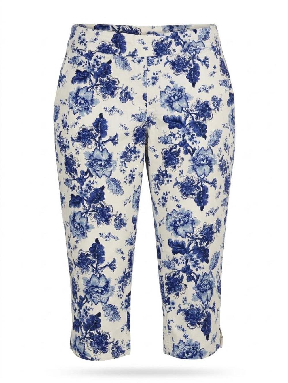 Chaps XL Blue White Floral Stretch Capri Crop Pants